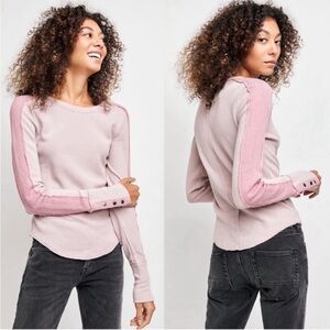 Free People We The Free Tasha thermal dusty pink long sleeve size extra small